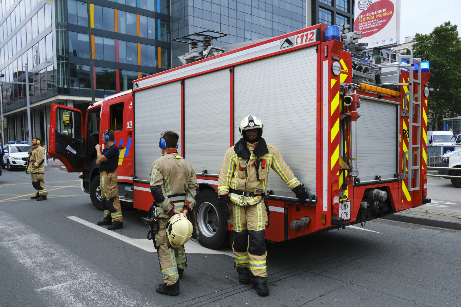 Brussels, Belgium. 19th June 2019. Firefighters take part in the protest against ongoing salary cuts and government's policy.